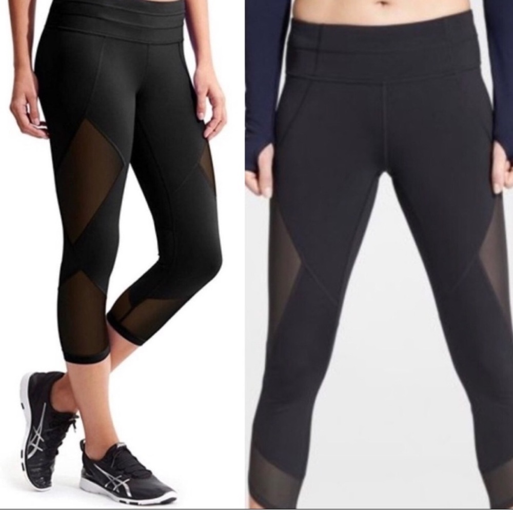 Athleta Aura Sonar Mesh Panel Crop Leggings